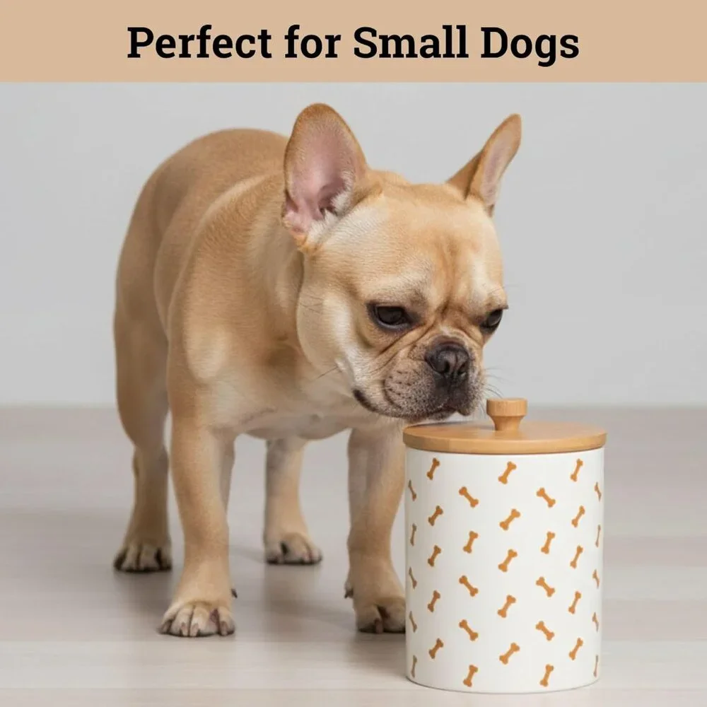 Ceramic Dog Treat Jar for Kitchen Counter